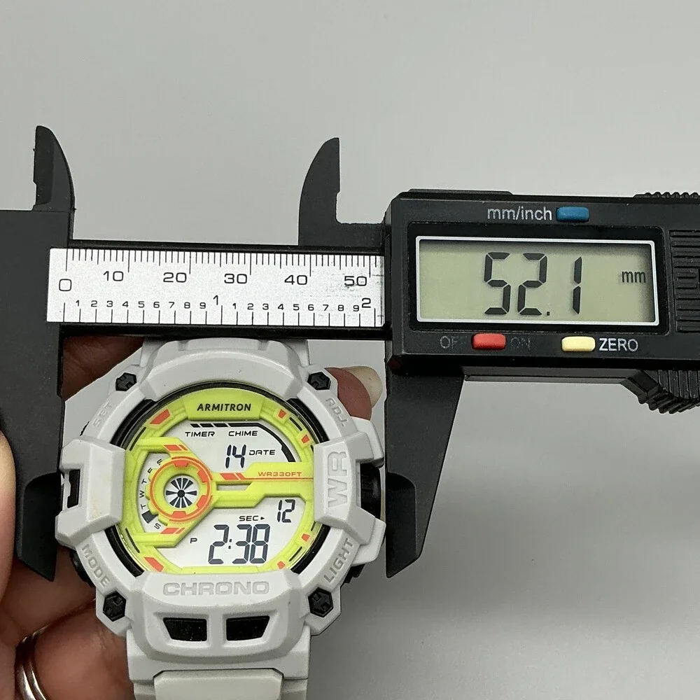 Armitron WR330FT Mens Watch 52mm Yellow Digital White Resin Day Date White Case